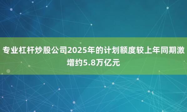 专业杠杆炒股公司2025年的计划额度较上年同期激增约5.8万亿元